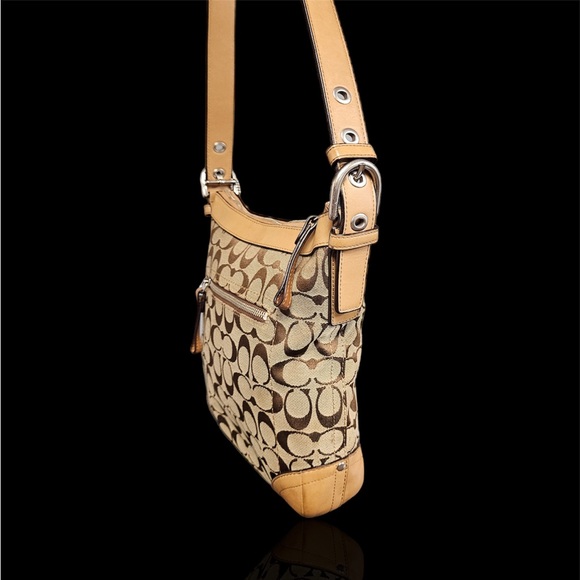 Coach Women's Brown Signature - Adjustable Strap Crossbody Handbag - Picture 8 of 14